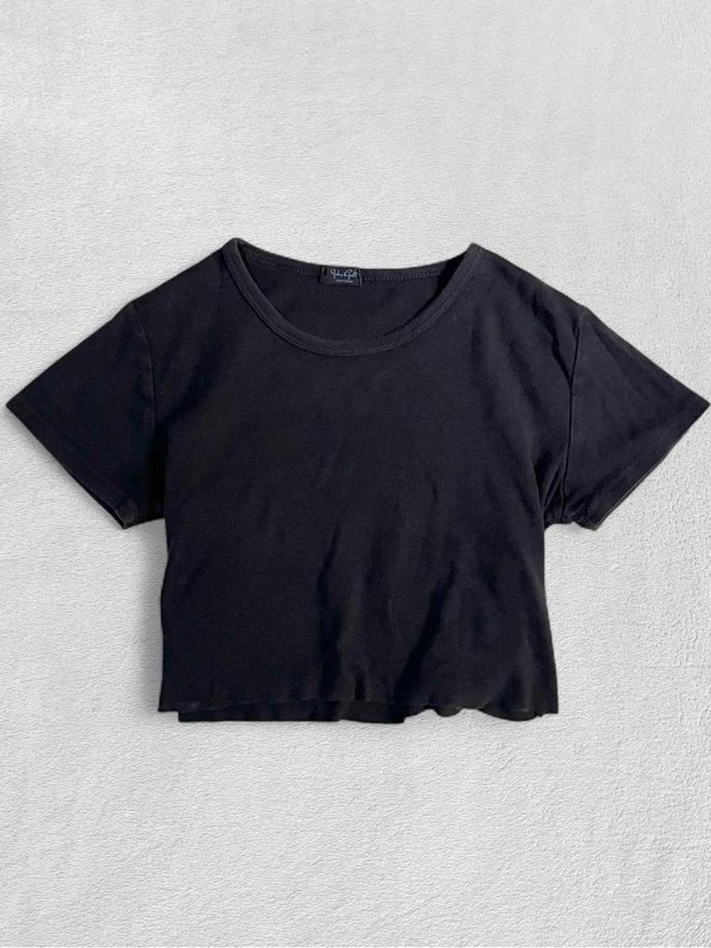 John Galt Brandy Dark Grey Black Cropped Raw Hem Cotton Top, Women’s Small 4-6